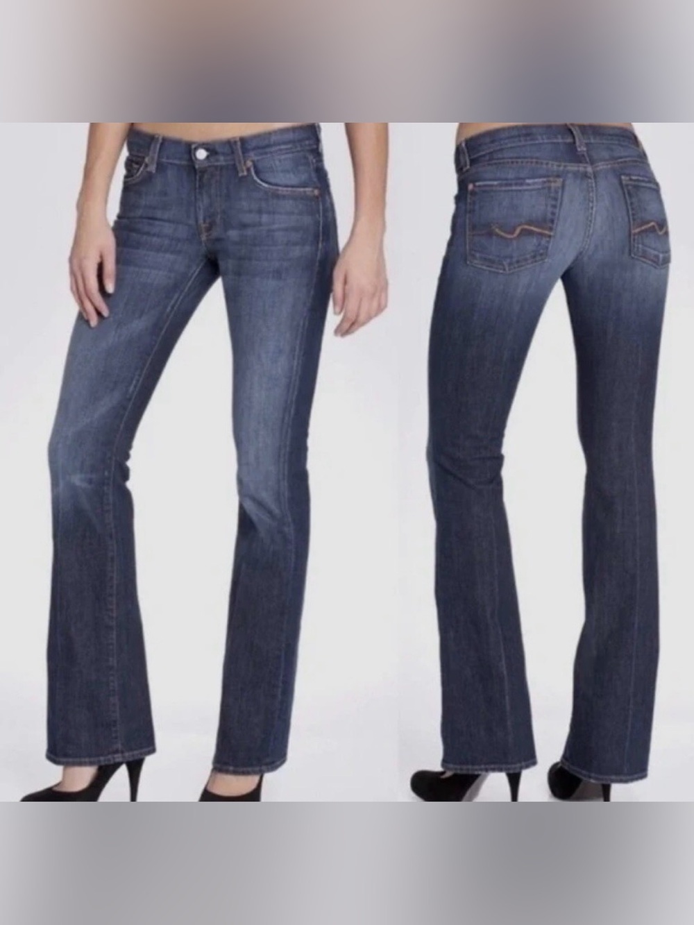 7 For All Mankind Women's Dark Blue Wide Leg Jeans